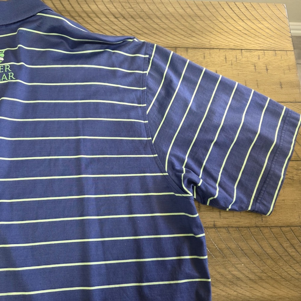 Peter Millar Polo Shirt Mens XL Blue Green Stripes Summer Comfort Performance ^ - Picture 9 of 11